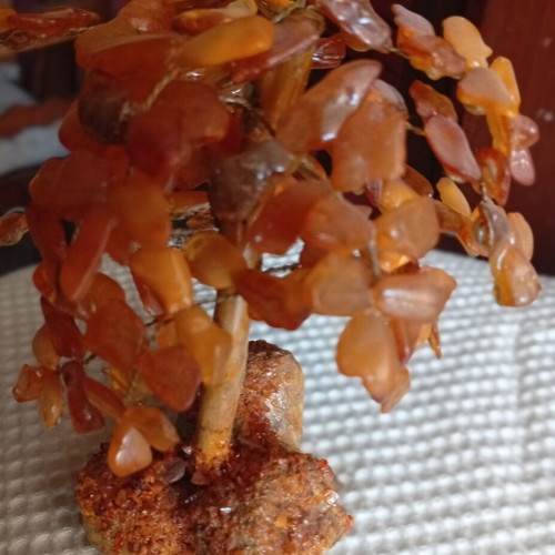 Handmade Carnelian or Amber Gemstone Tree Feng Shui decor