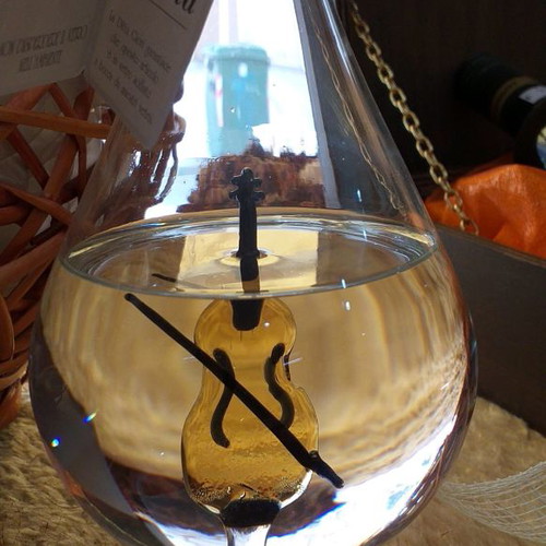 Italian grappa in handmade blown glass bottle new