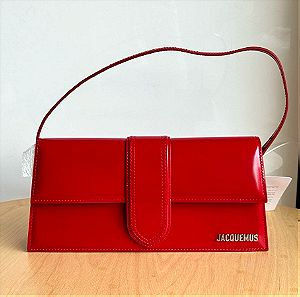 Jacquemus Le Bambino Long αυθεντική ολοκαίνουρια τσάντα ώμου, κόκκινο βίνυλ δέρμα