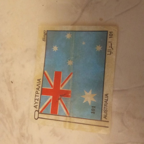 Australia flag sticker used, removed from album