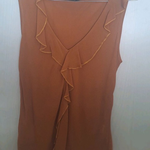 Lussile sleeveless blouse with ruffles like new, brown