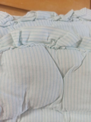 Baby crib bumpers used, pack of 2, soft blue striped