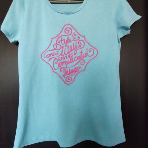 KVL women's t-shirt like new, blue with pink print