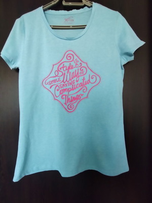 KVL women's t-shirt like new, blue with pink print
