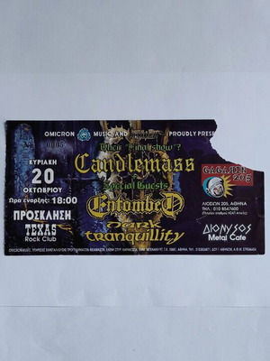 Candlemass, Entombed, Dark Tranquillity ticket used