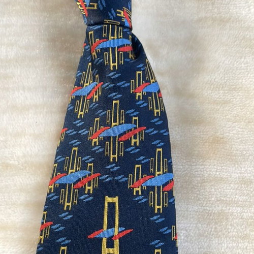 Collectible tie with Forth Road Bridge design like new, blue, polyester