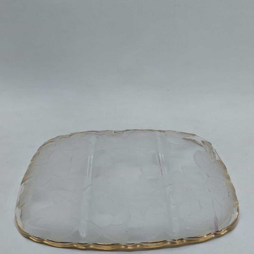 Vintage rectangular crystal nut tray Soga Glass Japan used