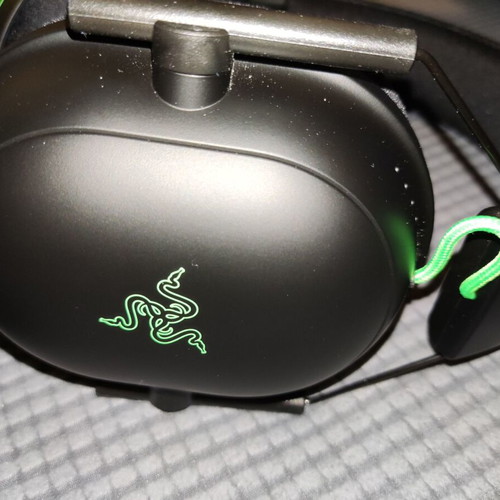 Razer Blackshark V2 headphones used with USB sound card