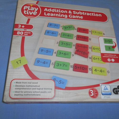 Playtive addition and subtraction learning game like new, wooden set