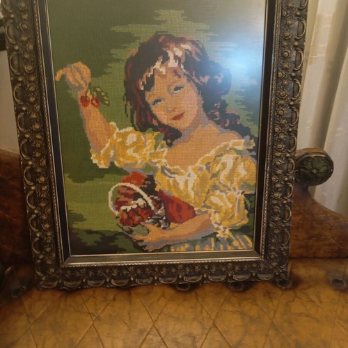Gobelin embroidery vintage frame antique like new 61×49