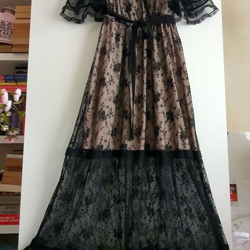 Lynne lace long dress new, black, size M