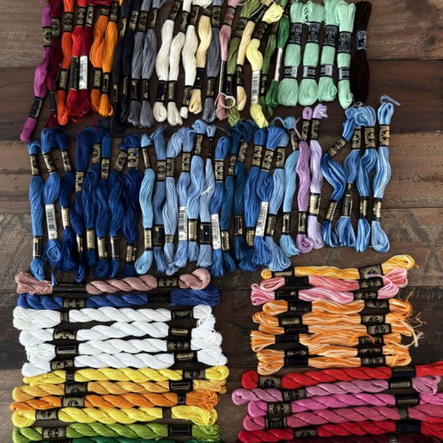 DMC embroidery threads lot, 90+ assorted colours
