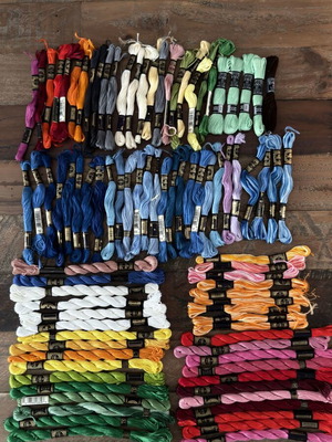 DMC embroidery threads lot, 90+ assorted colours