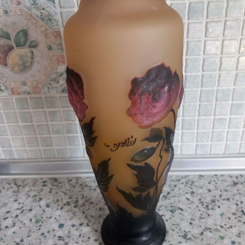 Galle vase handmade with embossed decoration, height 40 cm