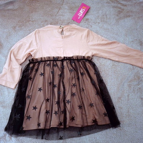 Sam 0-13 tulle dress for 18-month-old girl, new, long-sleeve, salmon color