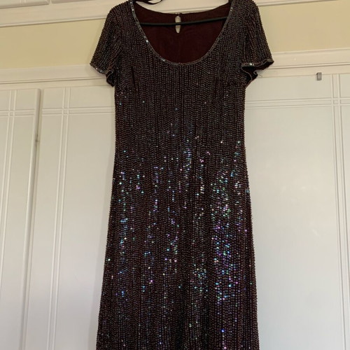 Raxevsky evening dress medium size with sequins like new, brown and silver