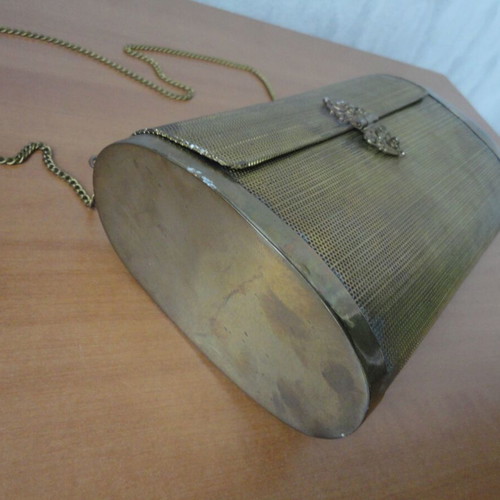 The Hind antique bag used, early 20th century, brass with plush interior