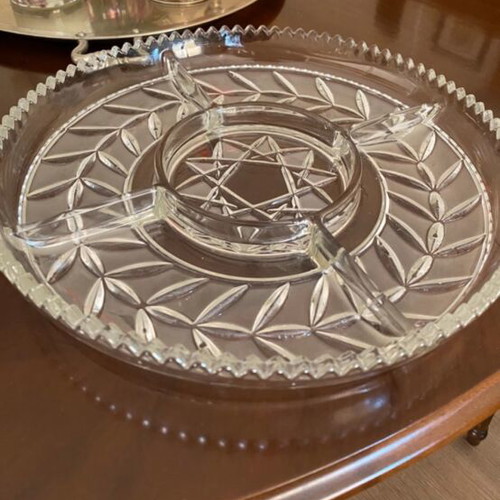Vintage crystal platter for nuts