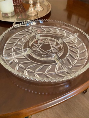 Vintage crystal platter for nuts