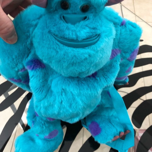 Sulley Monsters Inc big soft furry backpack, new, blue-purple