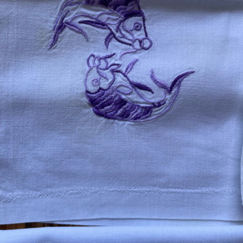 Kitchen towels set of 6 embroidered machine-made, new