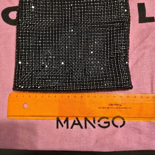 Mango black evening bag with strass and metal handle like new