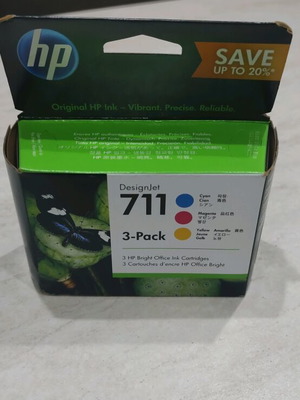 HP 711 Μελάνι Εκτυπωτή καινούργιο, σετ 2 μαύρα και 3 χρώματα