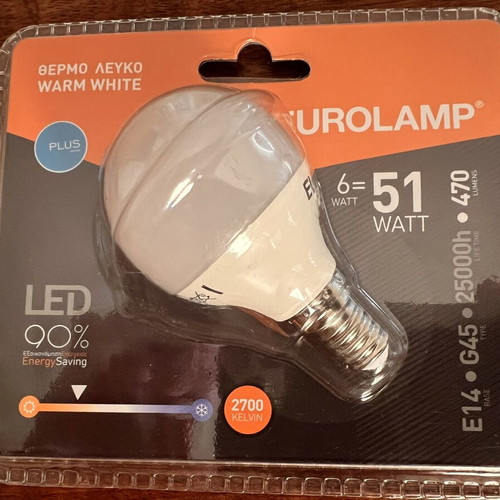 Eurolamp LED 6W E14 warm white 2700K, pack of 2
