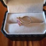 Galerie Tsangarakis sterling silver 925 platinum plated ring with pink zircon