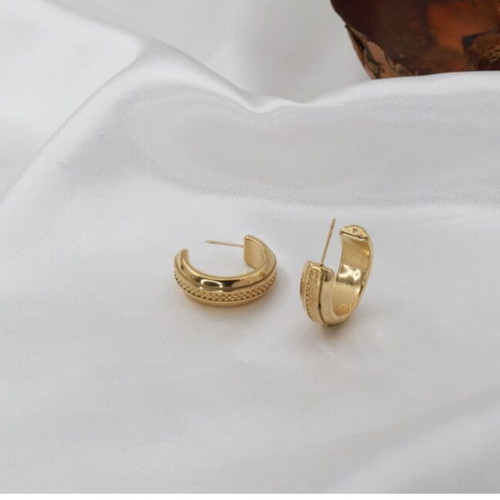 Mar & Mar Belleville hoop earrings stainless steel gold color new