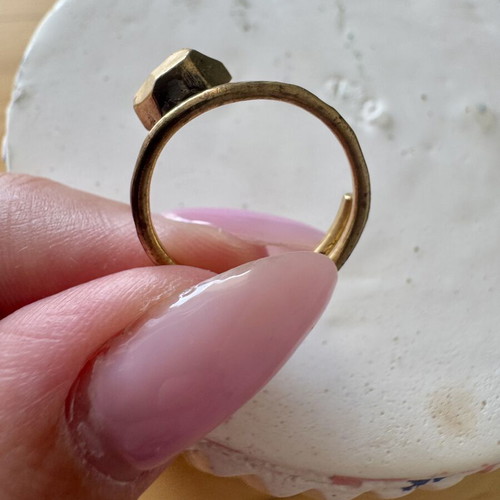 Minimalist Geometric Gold Tone Open Ring adjustable, like new