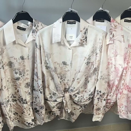 Women's satin floral shirts, three color variations