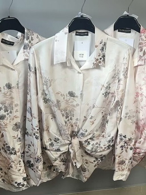 Women's satin floral shirts, three color variations