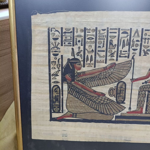 Egyptian Papyrus Thea Isida with Frame used, 50.5 x 42 cm