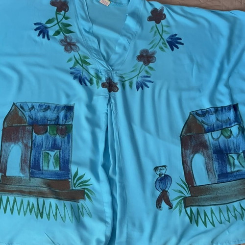 Pareo in poncho style like new, turquoise