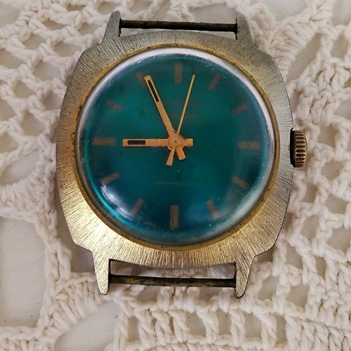 Vintage Ruhla Anker watch used with petrol dial DDR