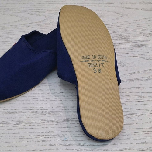 Slippers new size 37 blue with embroidery Chinese