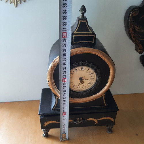 Vintage wooden clock with drawer and metal feet like new