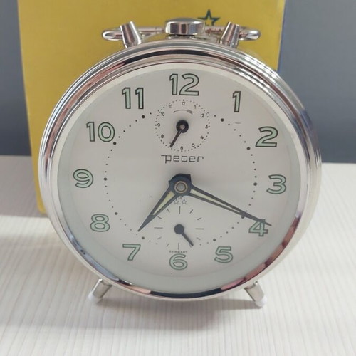 Peter vintage metal alarm clock new in box