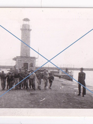 Patras lighthouse photo used black and white 6.5x9.5 cm