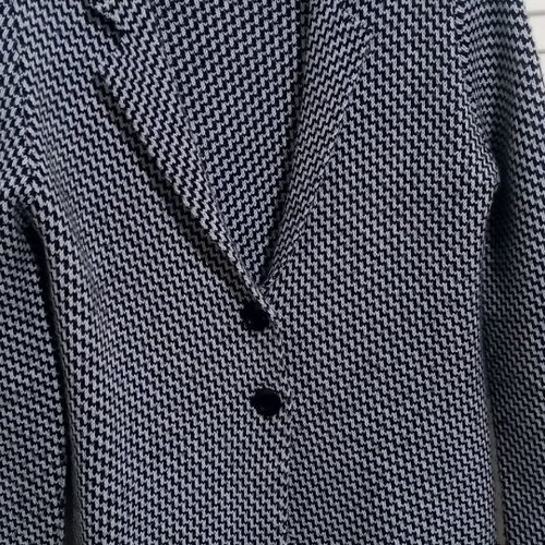 Stradivarius long wool cardigan used, black and white, small