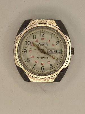 Vinca Automatic Swiss 17 Jewels Day-Date watch used, vintage 35mm