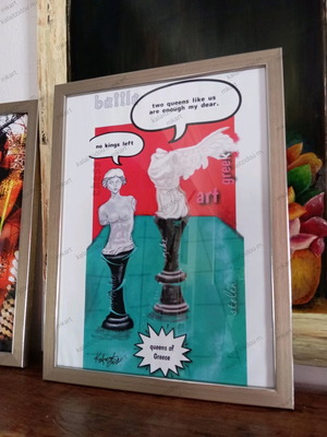 Digital painting Queens of Greece framed 33x43cm new