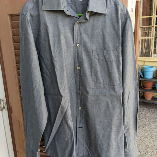 Trussardi men's shirt used, gray, size 42, 100% cotton
