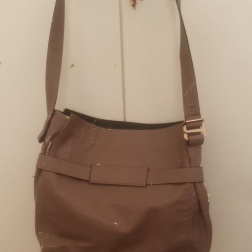 Calvin Klein Jeans women's crossbody bag, beige taupe, worn