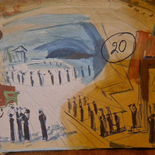 Nikolaos Santorinaios Oil Painting "The Enemies Enter the City" New, mixed technique