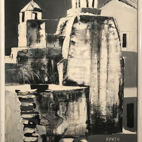 E. Baka painting used, oil on canvas 40x60, 1991