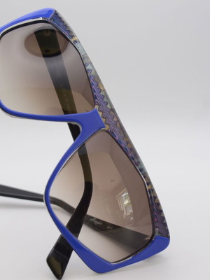 Dama Rosalyn 501 Sunglasses Vintage 80s Blue Acetate Oversized Butterfly NOS