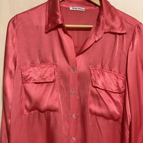 Celestino fuchsia satin shirt like new, loose fit