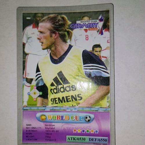 David Beckham card used, World Cup 2006, collectible cards
